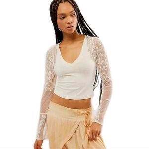 Free People Intimately Whos That Girl Mesh Cropped Top Womens Size Medium Cream